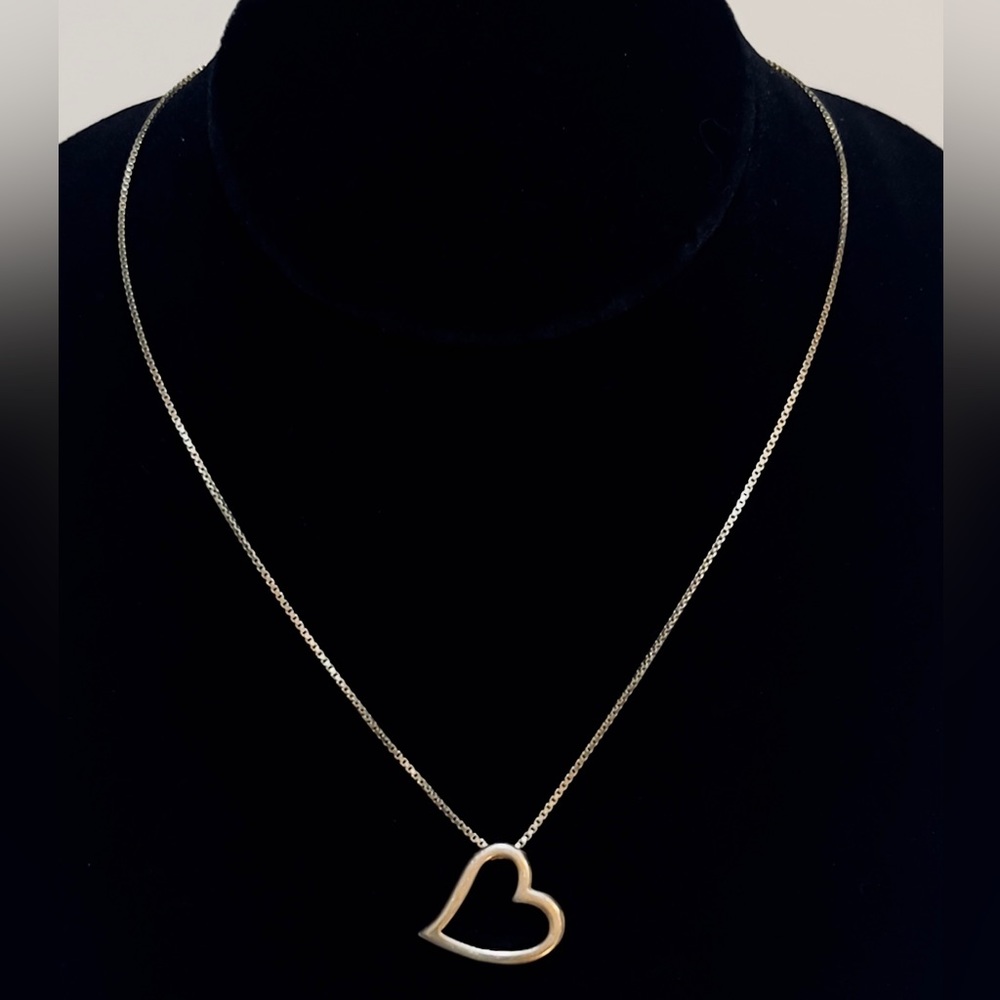 Vintage Italy .925 Silver Heart Pendant & Chain